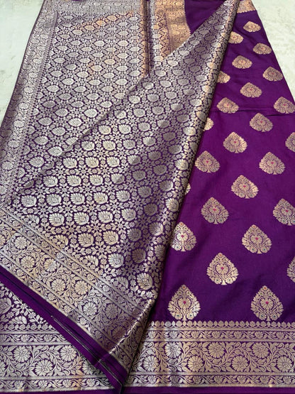 Blue Semi Katan Premium Banarasi Saree