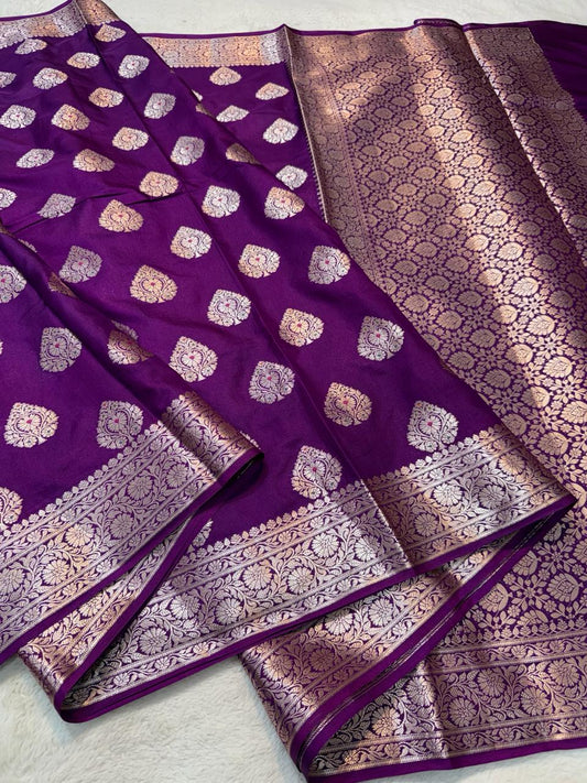 Blue Semi Katan Premium Banarasi Saree