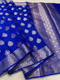 Royal Blue Semi Katan Premium Banarasi Saree