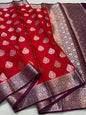Red Semi Katan Premium Banarasi Saree