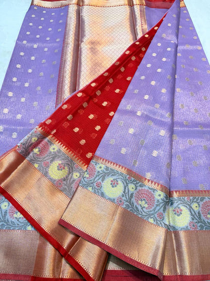 Lovender Tissue Kota Paithani Border Premium Banarasi Saree
