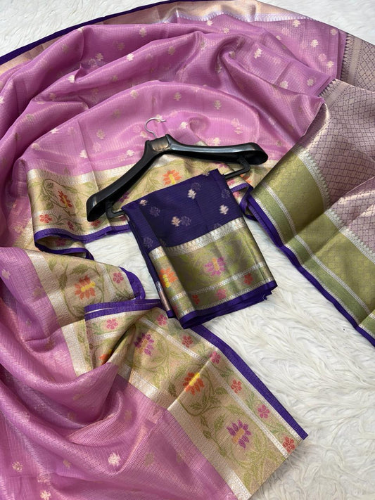 Tissue Kota Paithani Border Premium Banarasi Saree