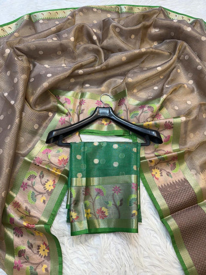 Tissue Kota Paithani Border Premium Banarasi Saree