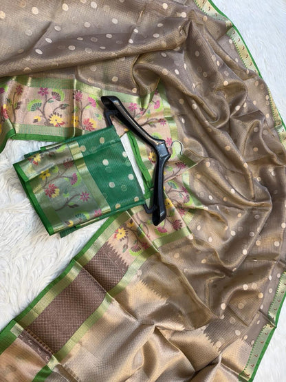 Tissue Kota Paithani Border Premium Banarasi Saree