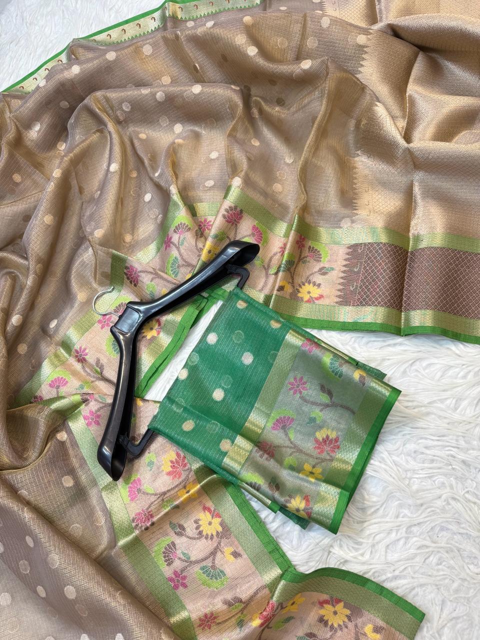 Tissue Kota Paithani Border Premium Banarasi Saree