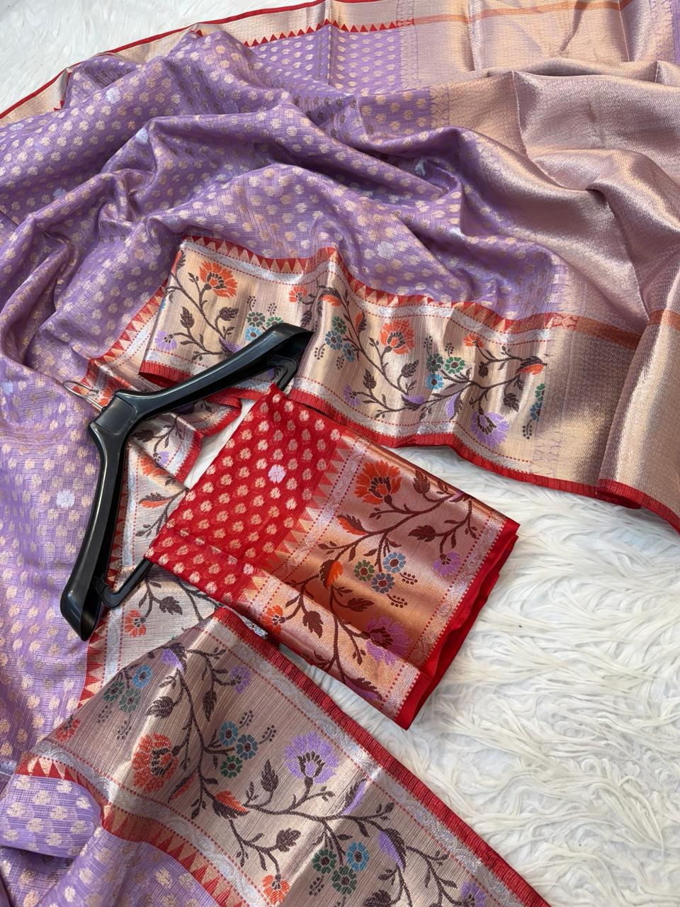 Tissue Kota Paithani Border Premium Banarasi Saree