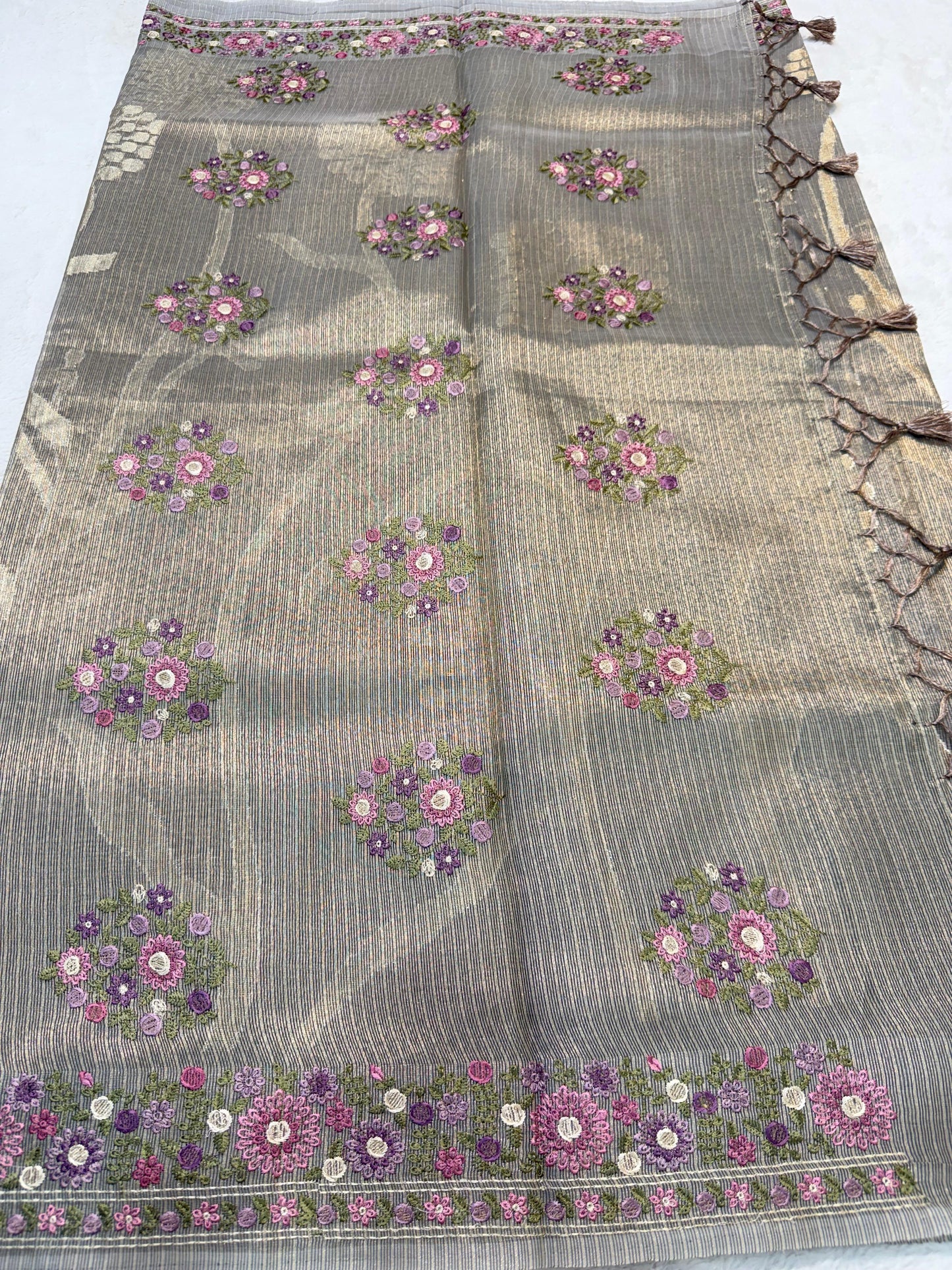 Tissue Kota Designer Embroidery Premium Banarasi Saree