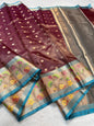 Wine Tissue Kota Designer Embroidery Premium Banarasi Saree