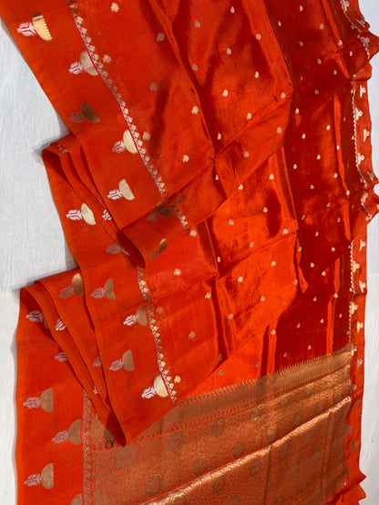 Orange Viscose Silk Premium Banarasi Saree
