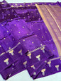 Magenta Blue  Viscose Silk Premium Banarasi Saree