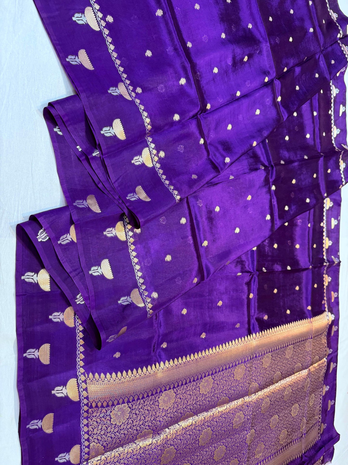 Magenta Blue  Viscose Silk Premium Banarasi Saree