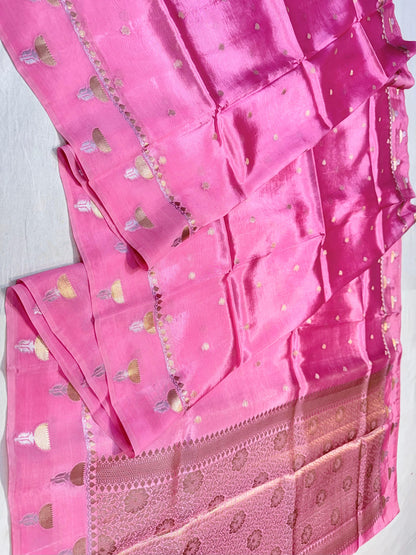 Baby Pink  Viscose Silk Premium Banarasi Saree