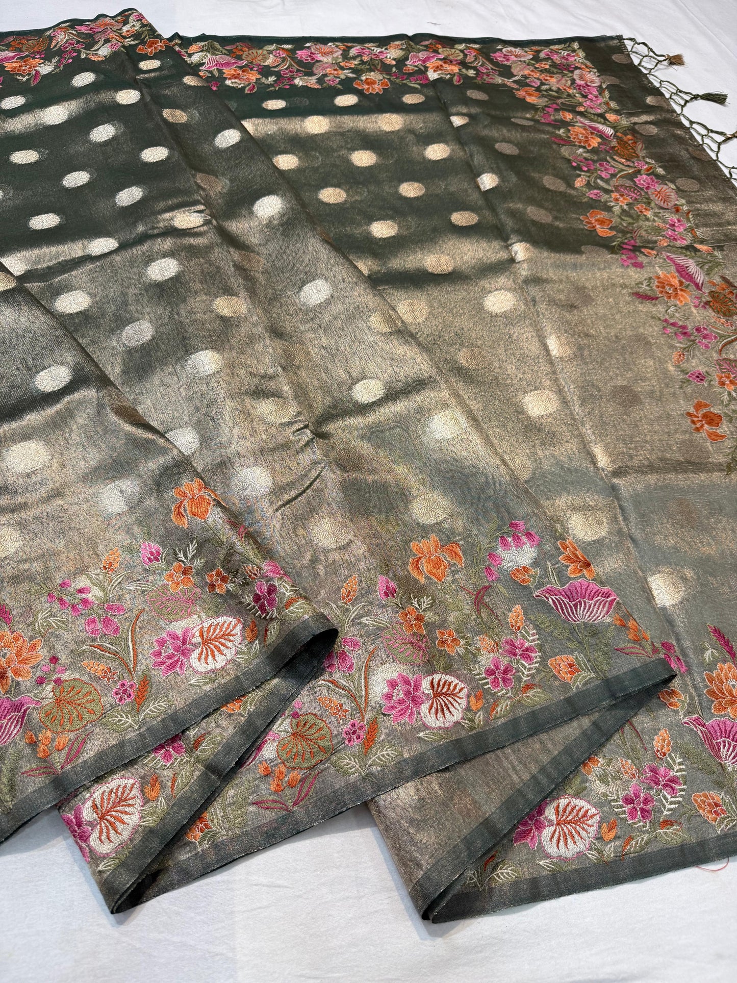Tissue Designer Embroidery Premium Banarasi Saree