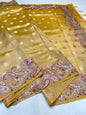 Gold Tissue Designer Embroidery Premium Banarasi Saree