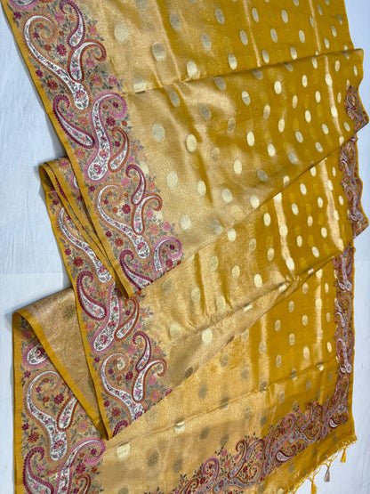 Gold Tissue Designer Embroidery Premium Banarasi Saree