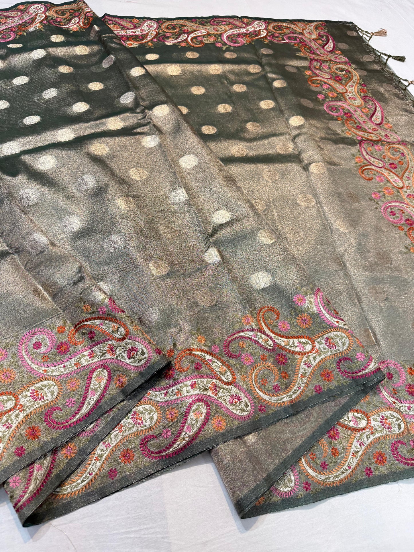 Tissue Designer Embroidery Premium Banarasi Saree