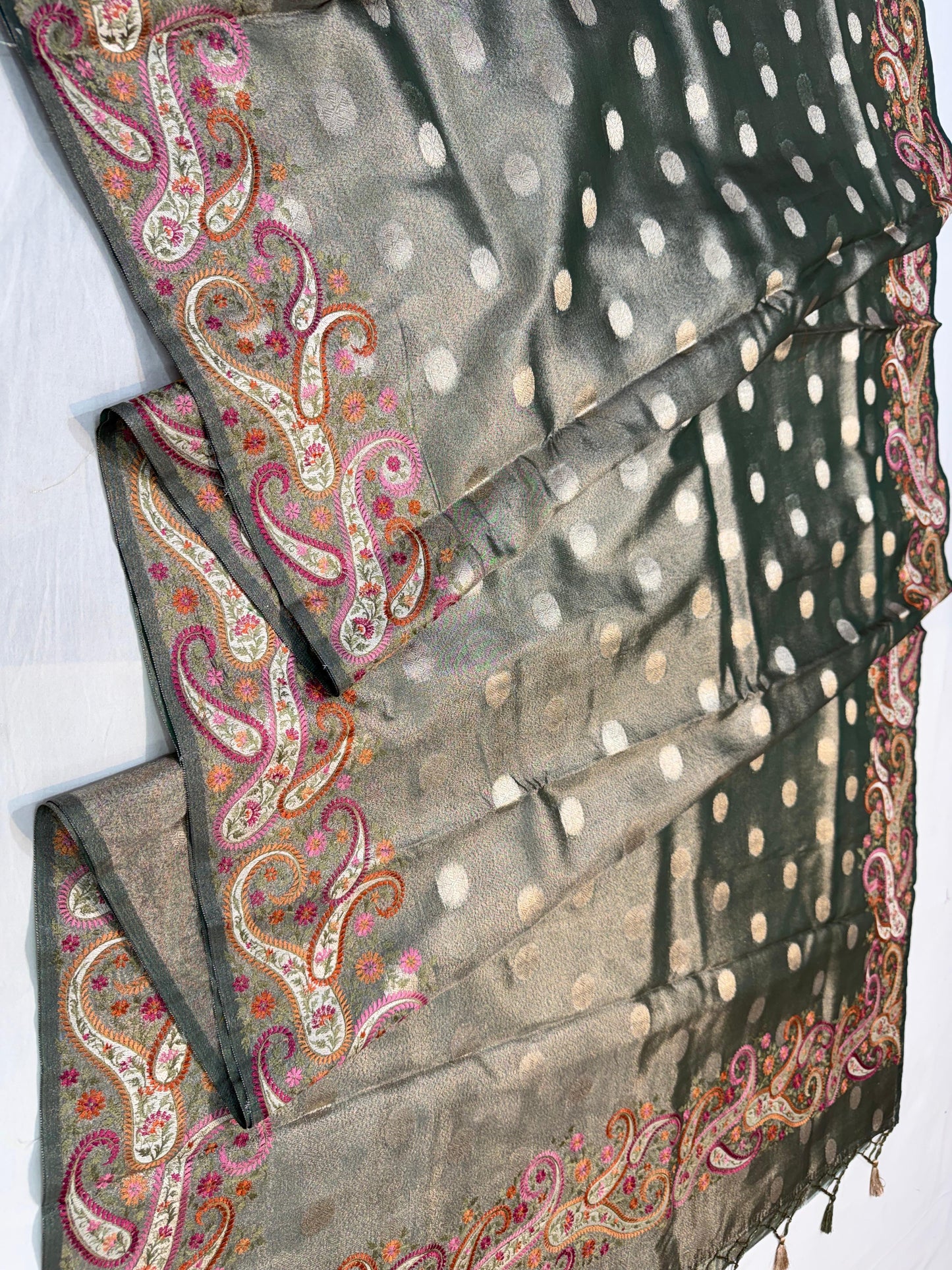 Tissue Designer Embroidery Premium Banarasi Saree