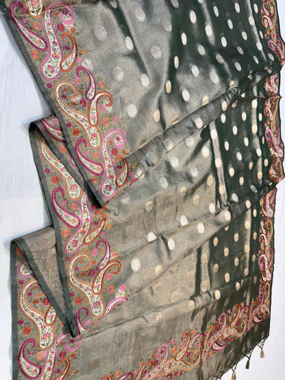 Tissue Designer Embroidery Premium Banarasi Saree
