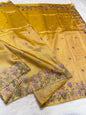 Gold Tissue Cutwork Designer Embroidery Premium Banarasi Saree