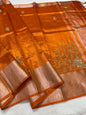 Orange Tissue Designer Handwork Premium Banarasi Saree