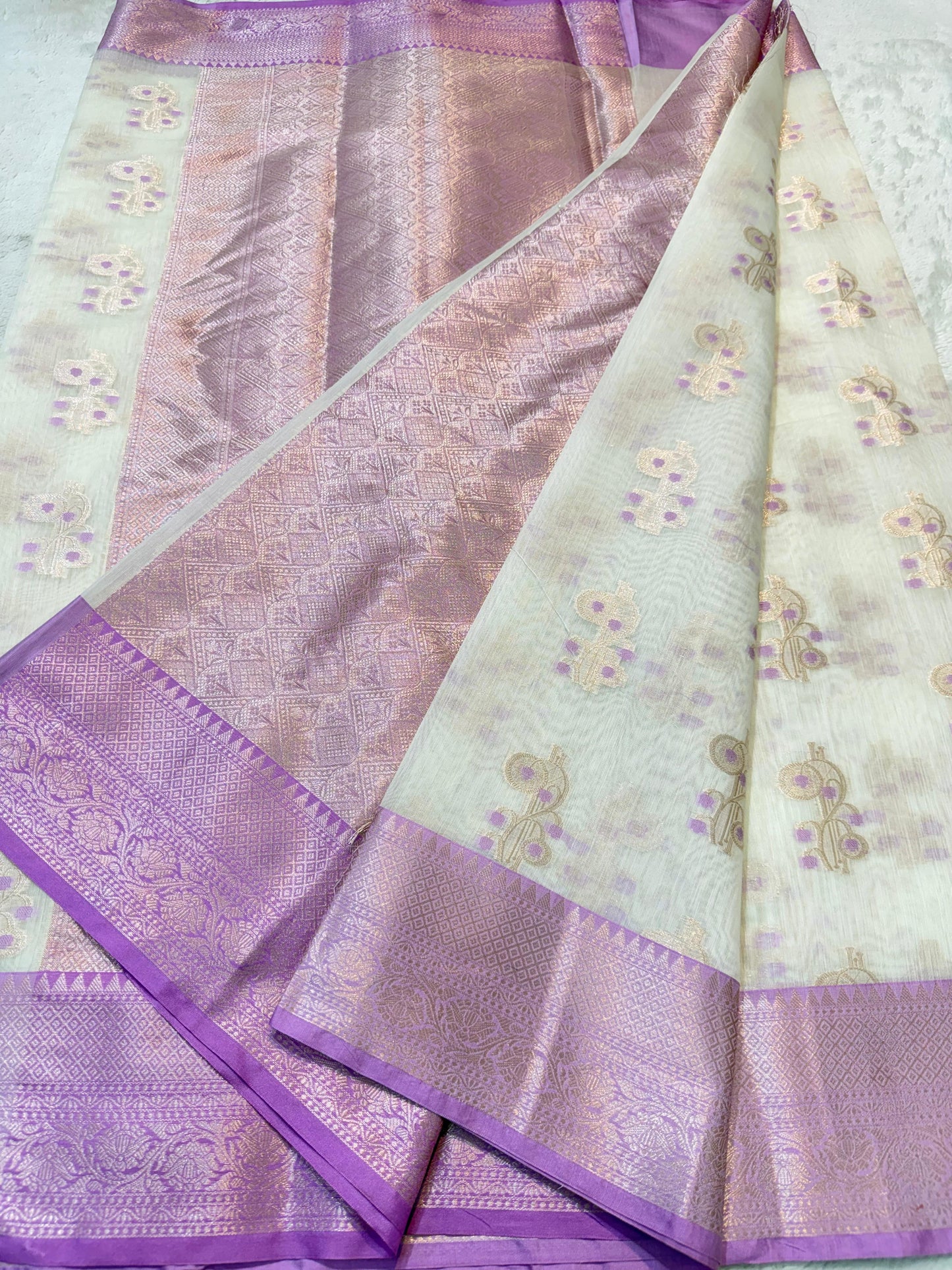 Lovender Cotton Silk Mina Premium Banarasi Saree