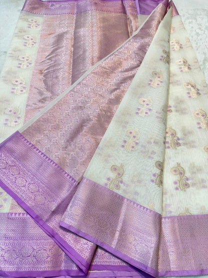 Lovender Cotton Silk Mina Premium Banarasi Saree