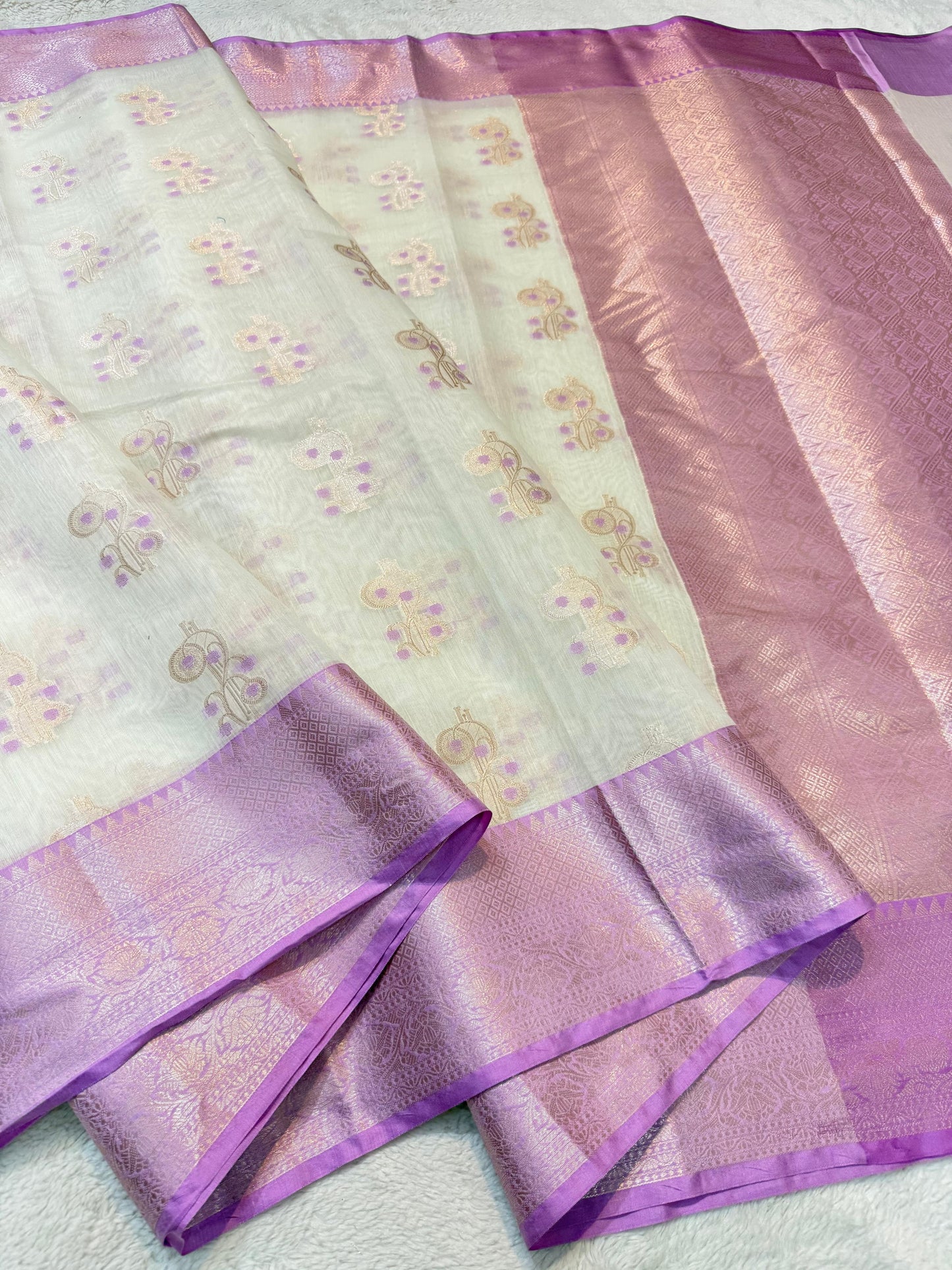 Lovender Cotton Silk Mina Premium Banarasi Saree