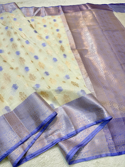 Blue  Cotton Silk Mina Premium Banarasi Saree
