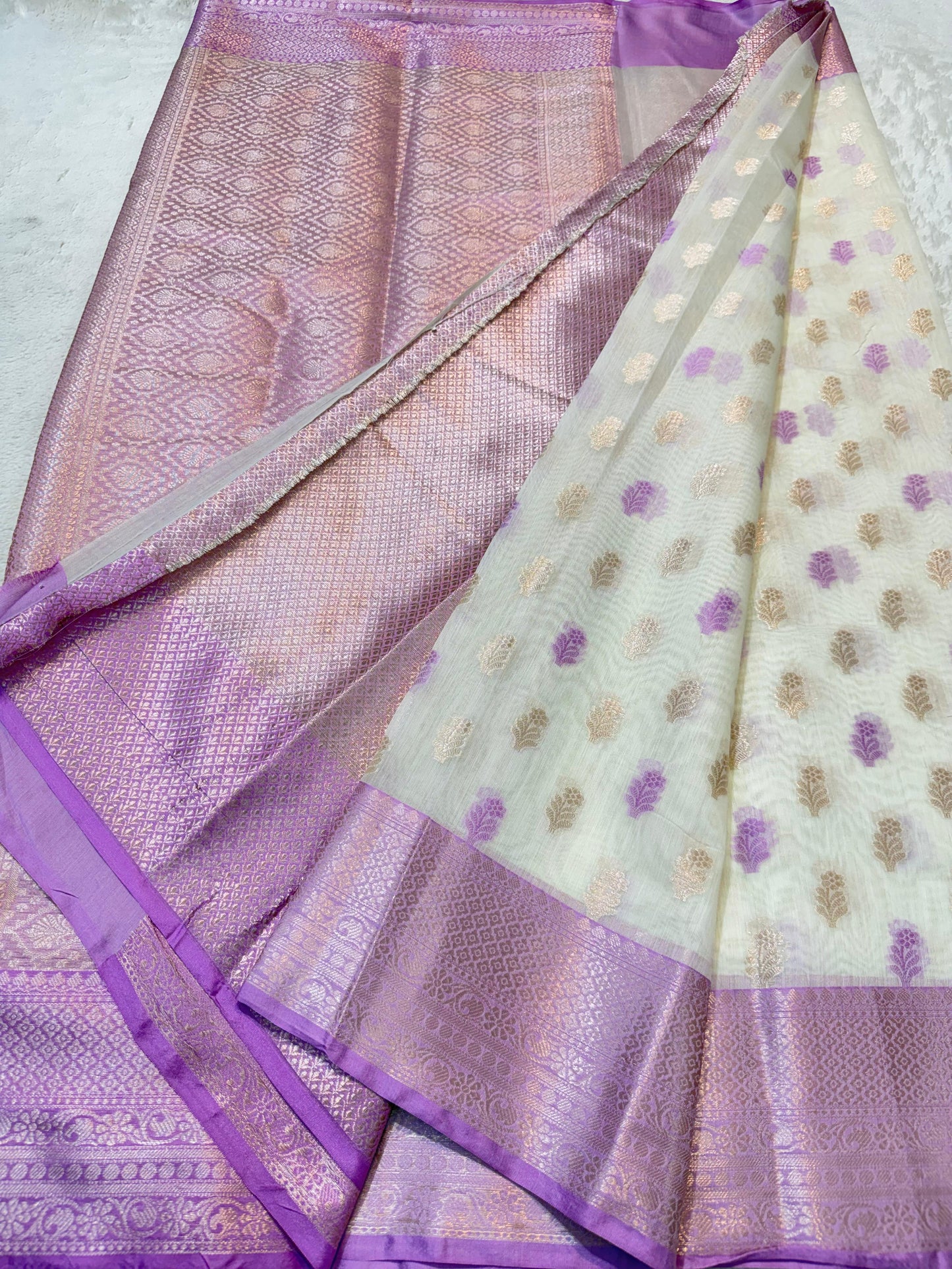 Lovender Cotton Silk Mina Premium Banarasi Saree