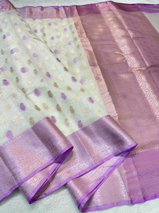 Lovender Cotton Silk Mina Premium Banarasi Saree