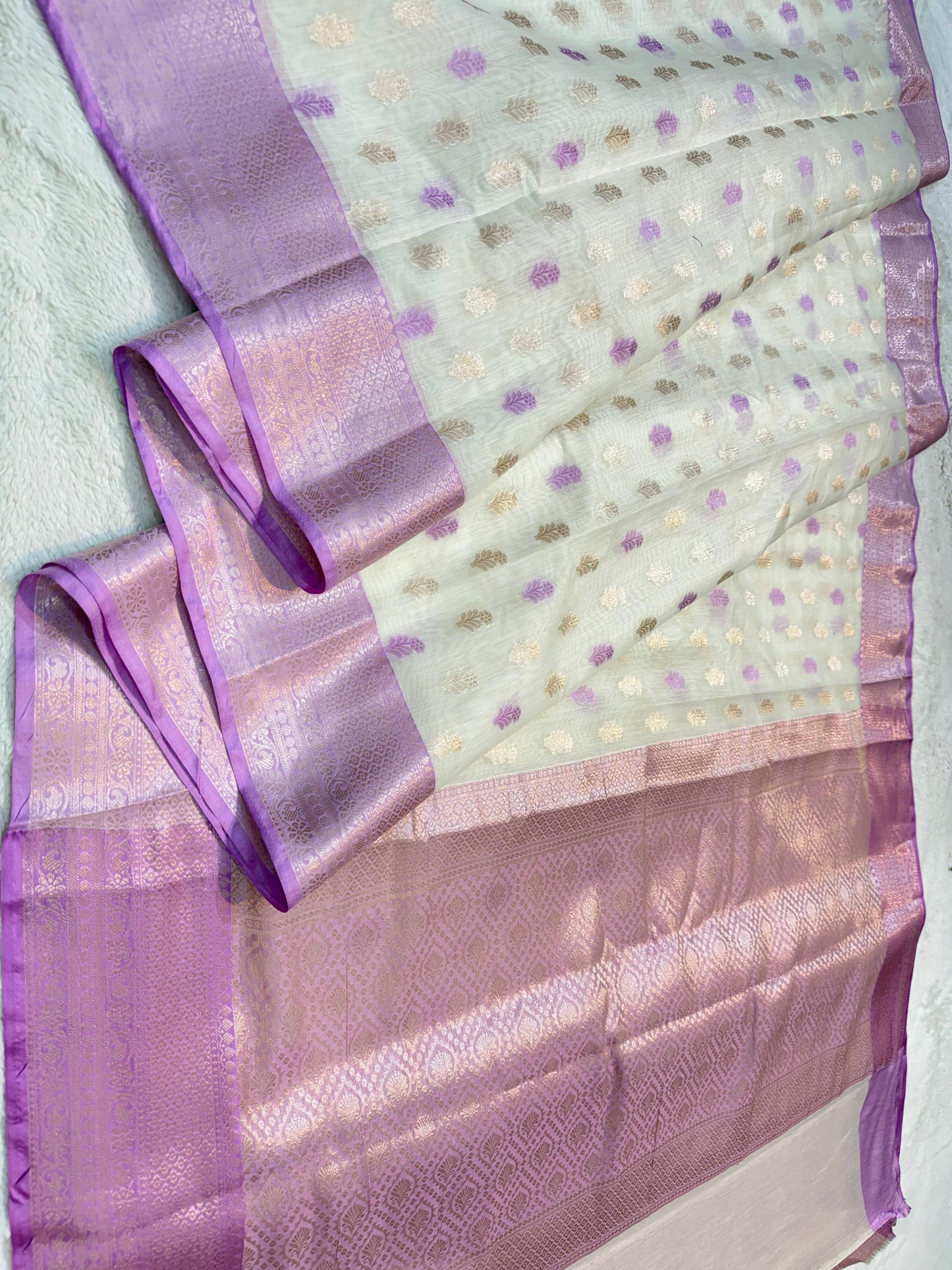 Lovender Cotton Silk Mina Premium Banarasi Saree