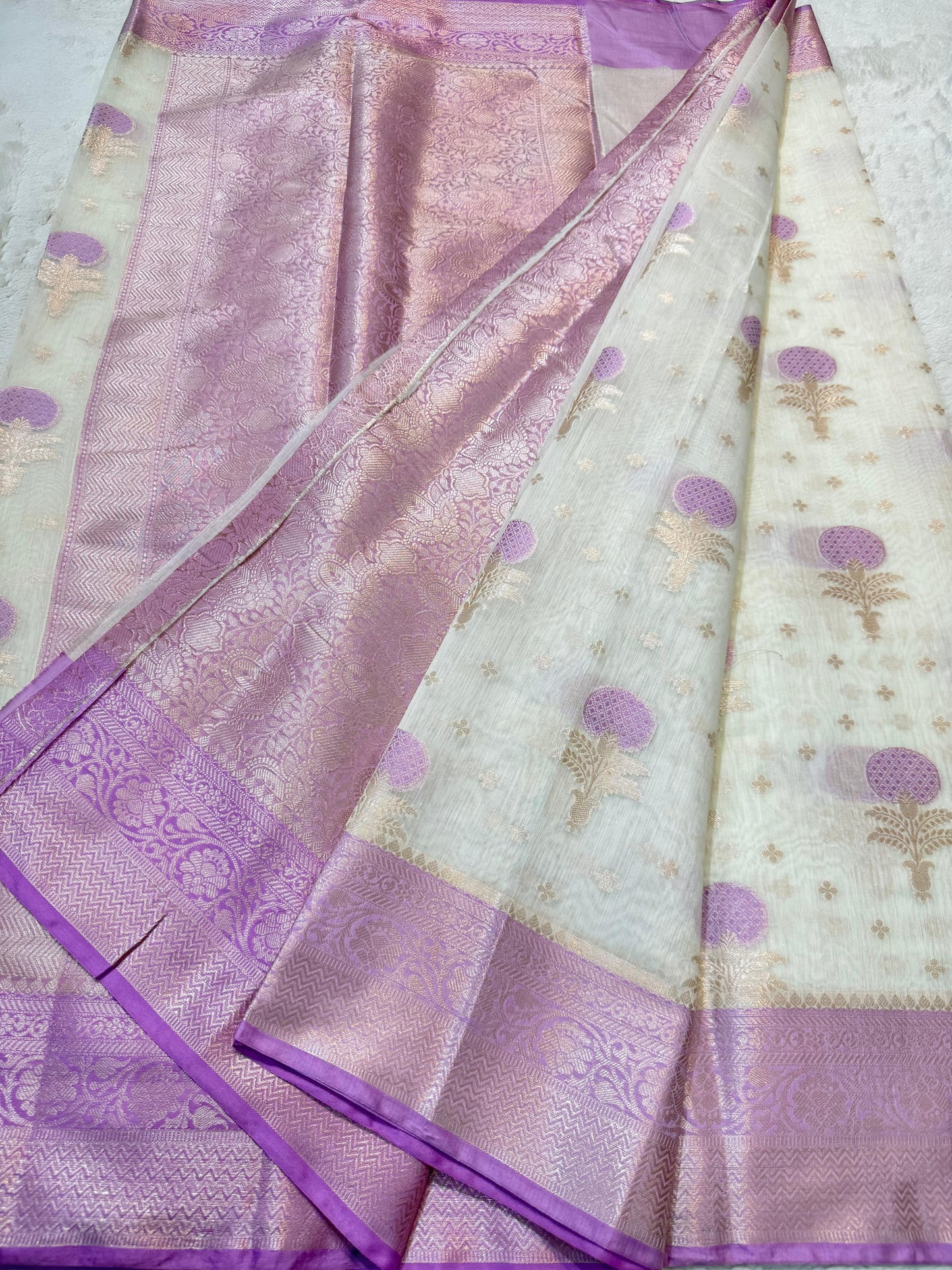Lovender Cotton Silk Mina Premium Banarasi Saree