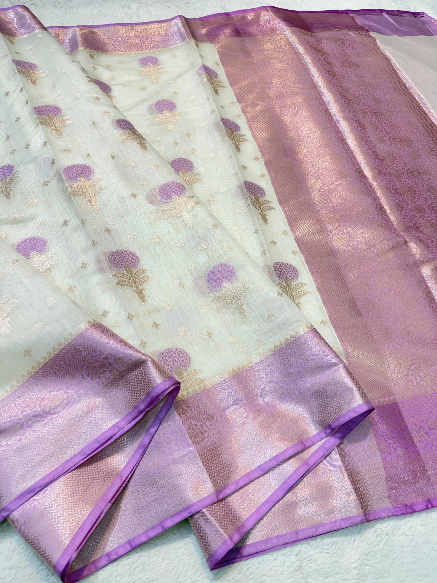 Lovender Cotton Silk Mina Premium Banarasi Saree