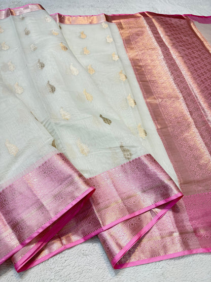 Pink Cotton Silk Premium Banarasi Saree