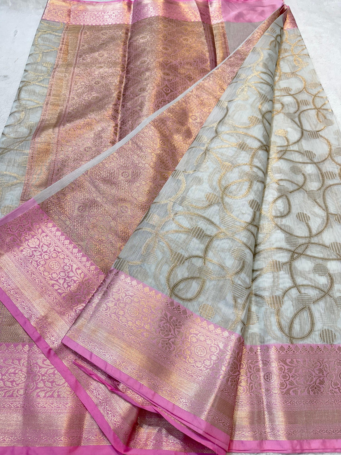 Pink Cotton Silk Premium Banarasi Saree