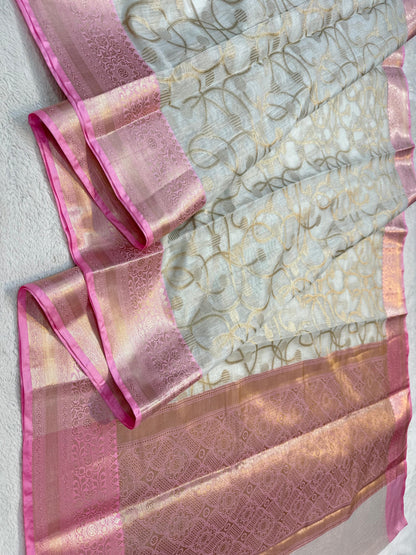 Pink Cotton Silk Premium Banarasi Saree