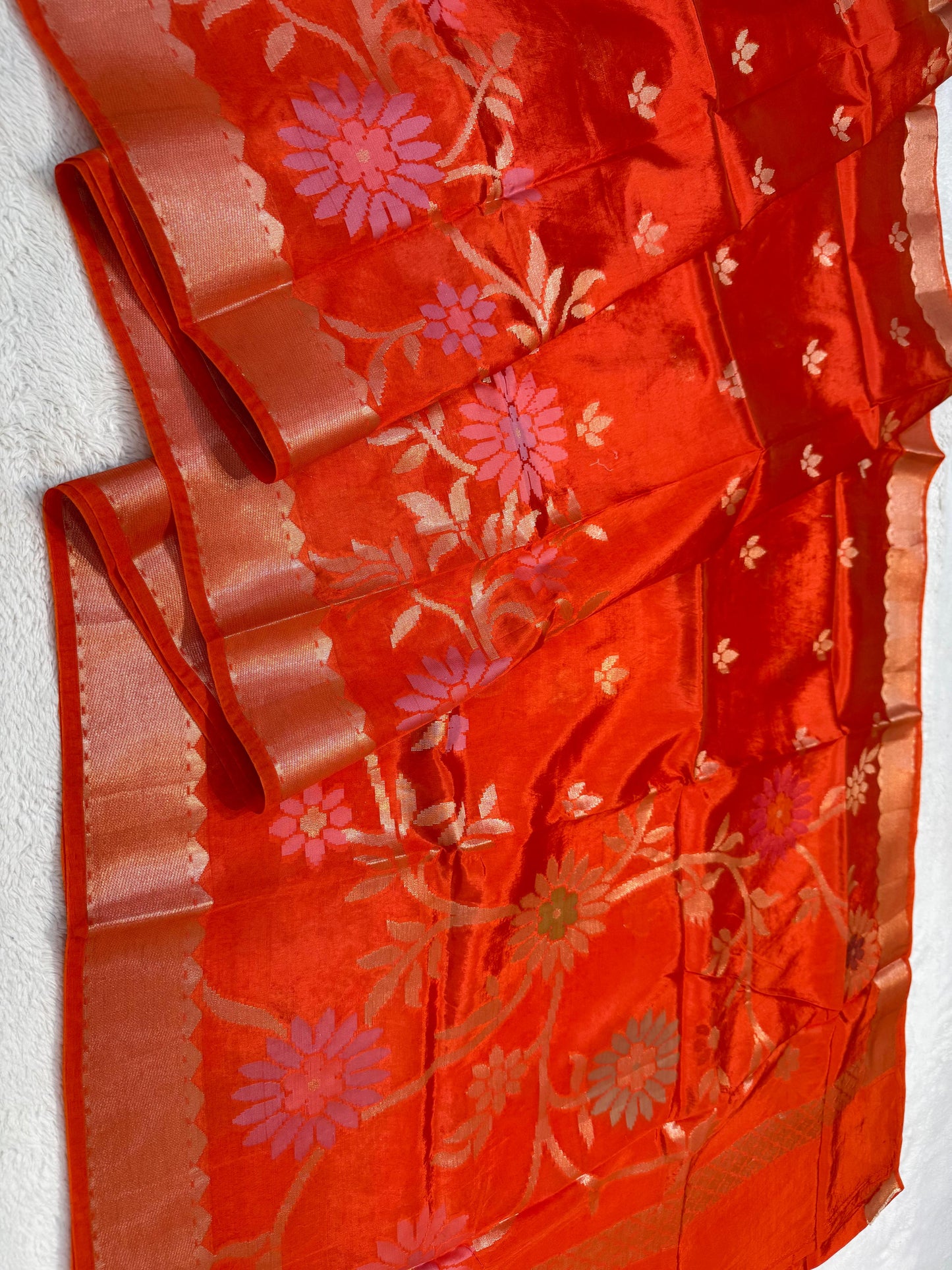 Orange Viscose Silk Premium Banarasi Saree