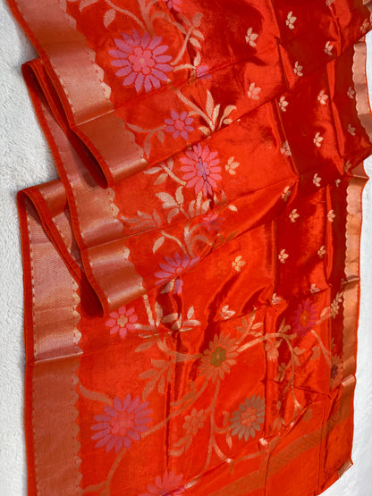 Orange Viscose Silk Premium Banarasi Saree