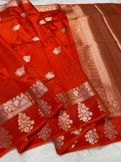 Orange Viscose Silk Premium Banarasi Saree