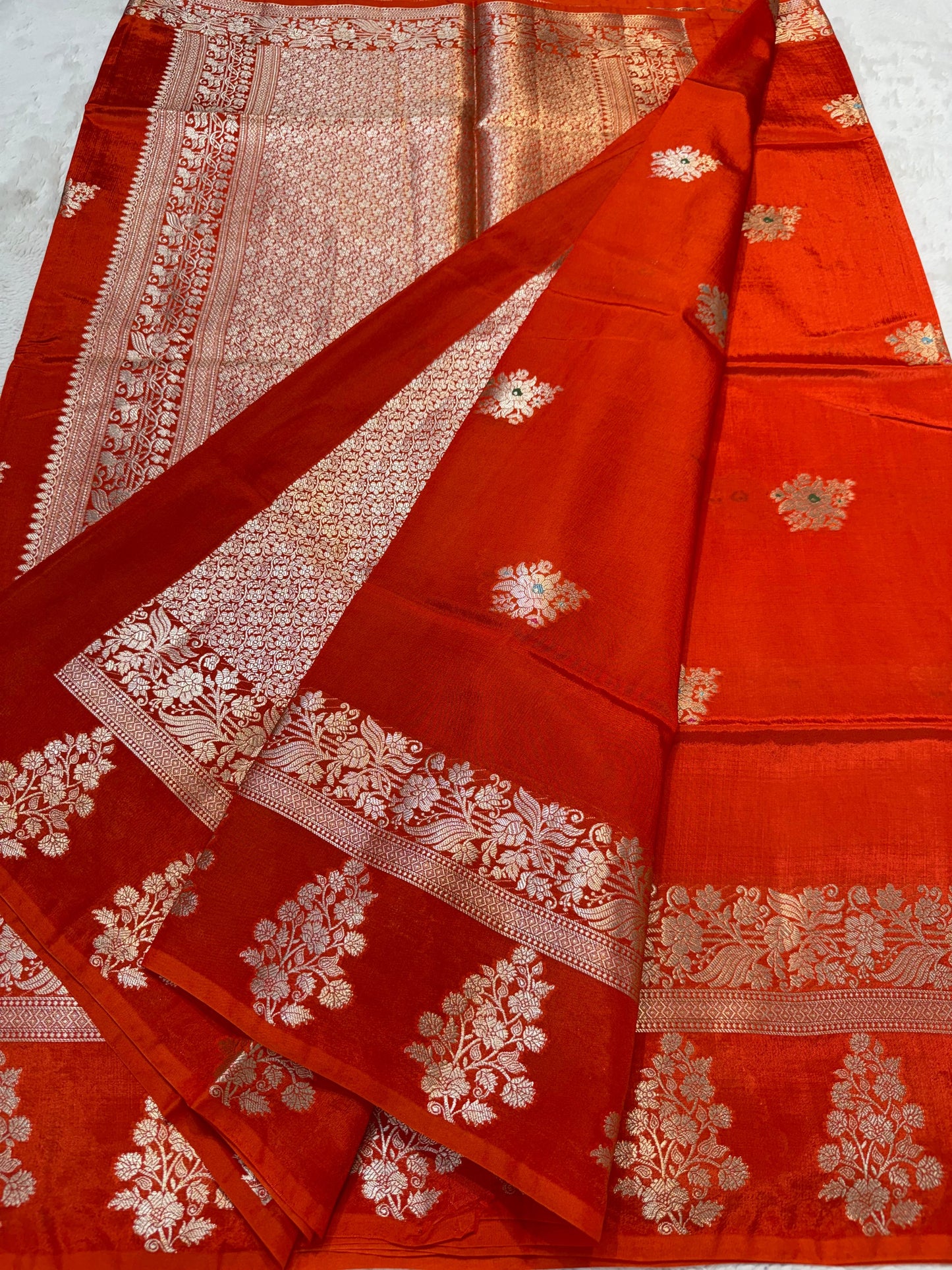 Orange Viscose Silk Premium Banarasi Saree