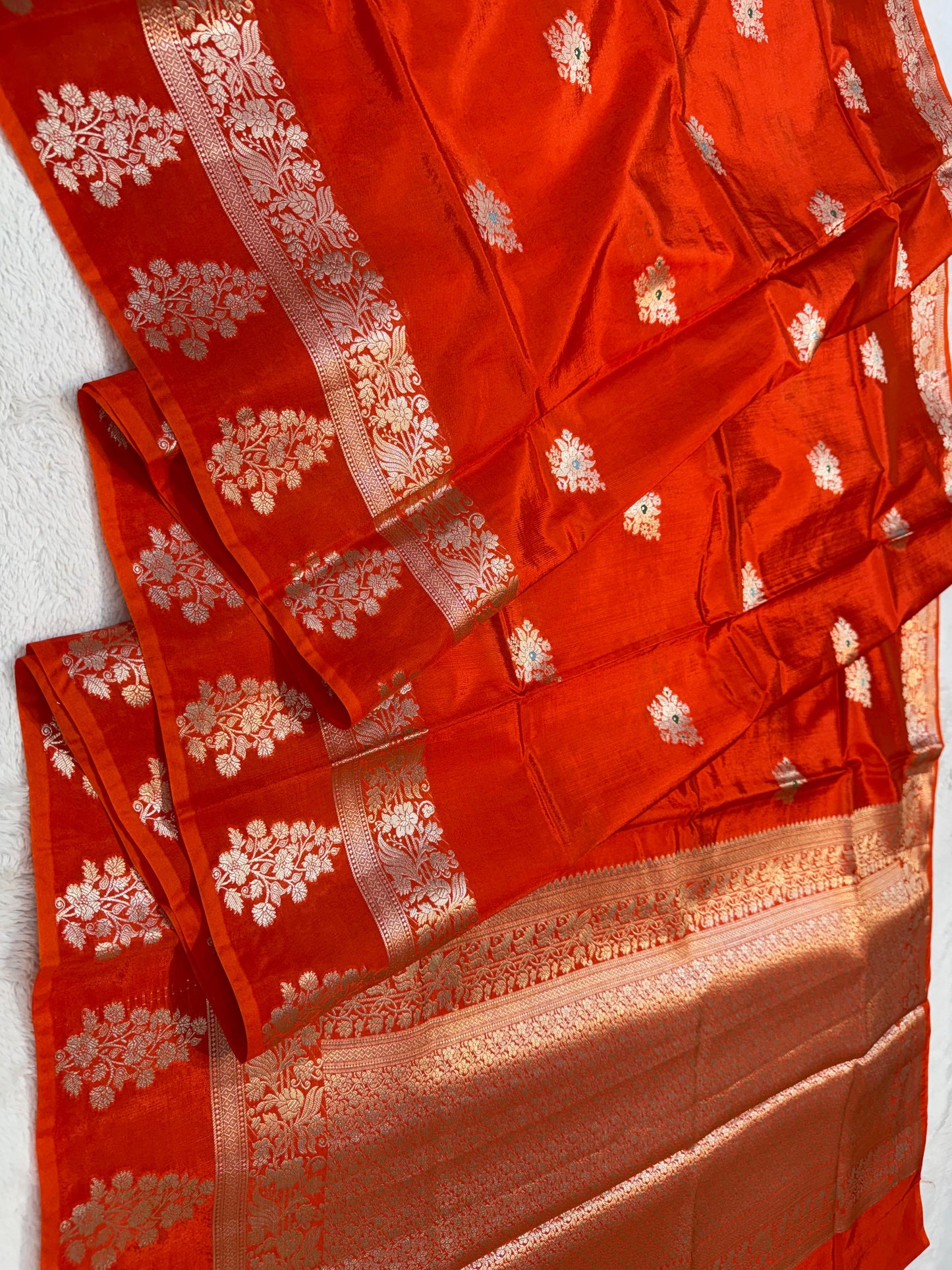 Orange Viscose Silk Premium Banarasi Saree