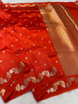 Orange Viscose Silk Premium Banarasi Saree