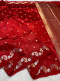 Blood Red Viscose Silk Premium Banarasi Saree
