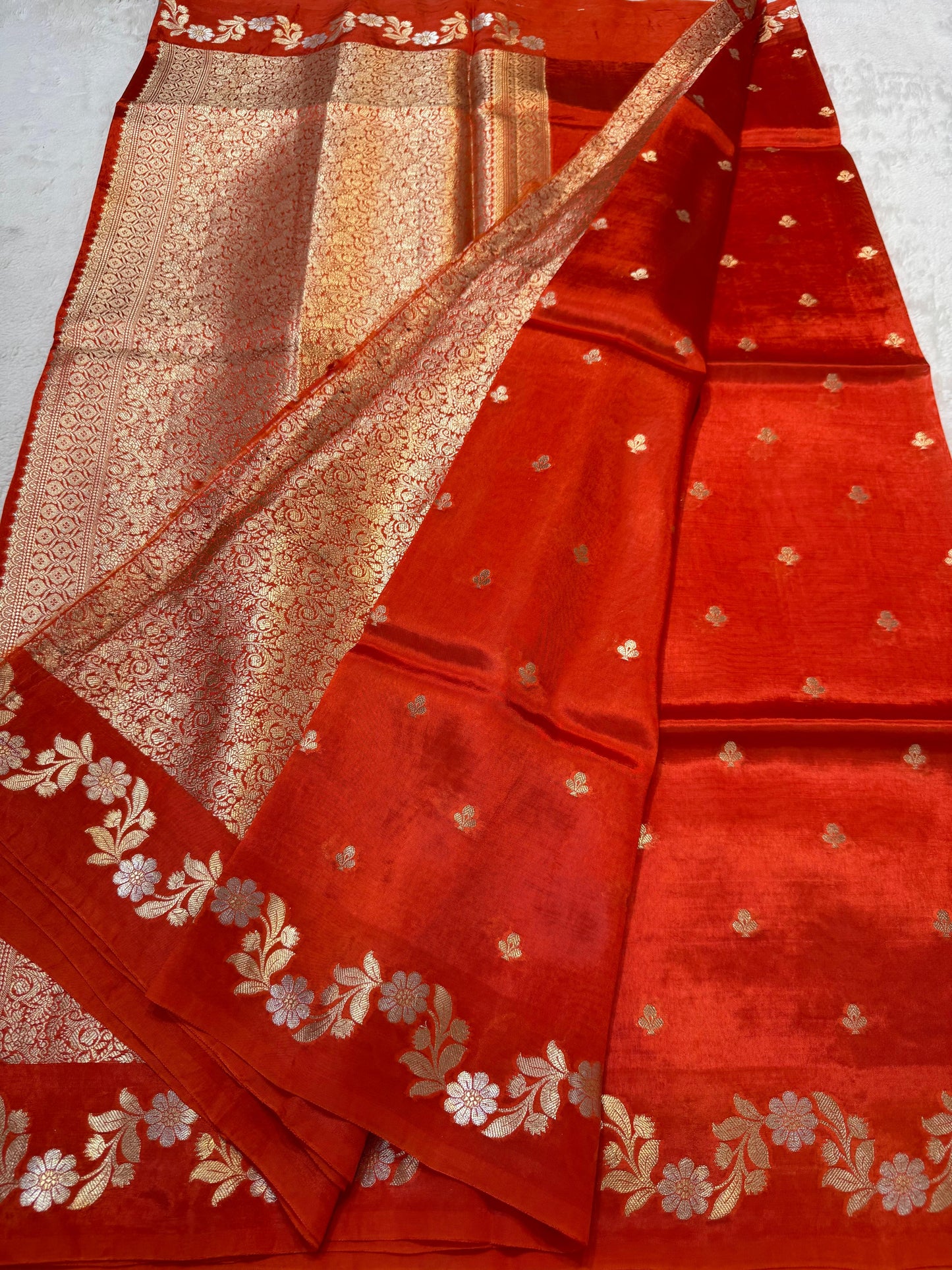Orange Viscose Silk Premium Banarasi Saree