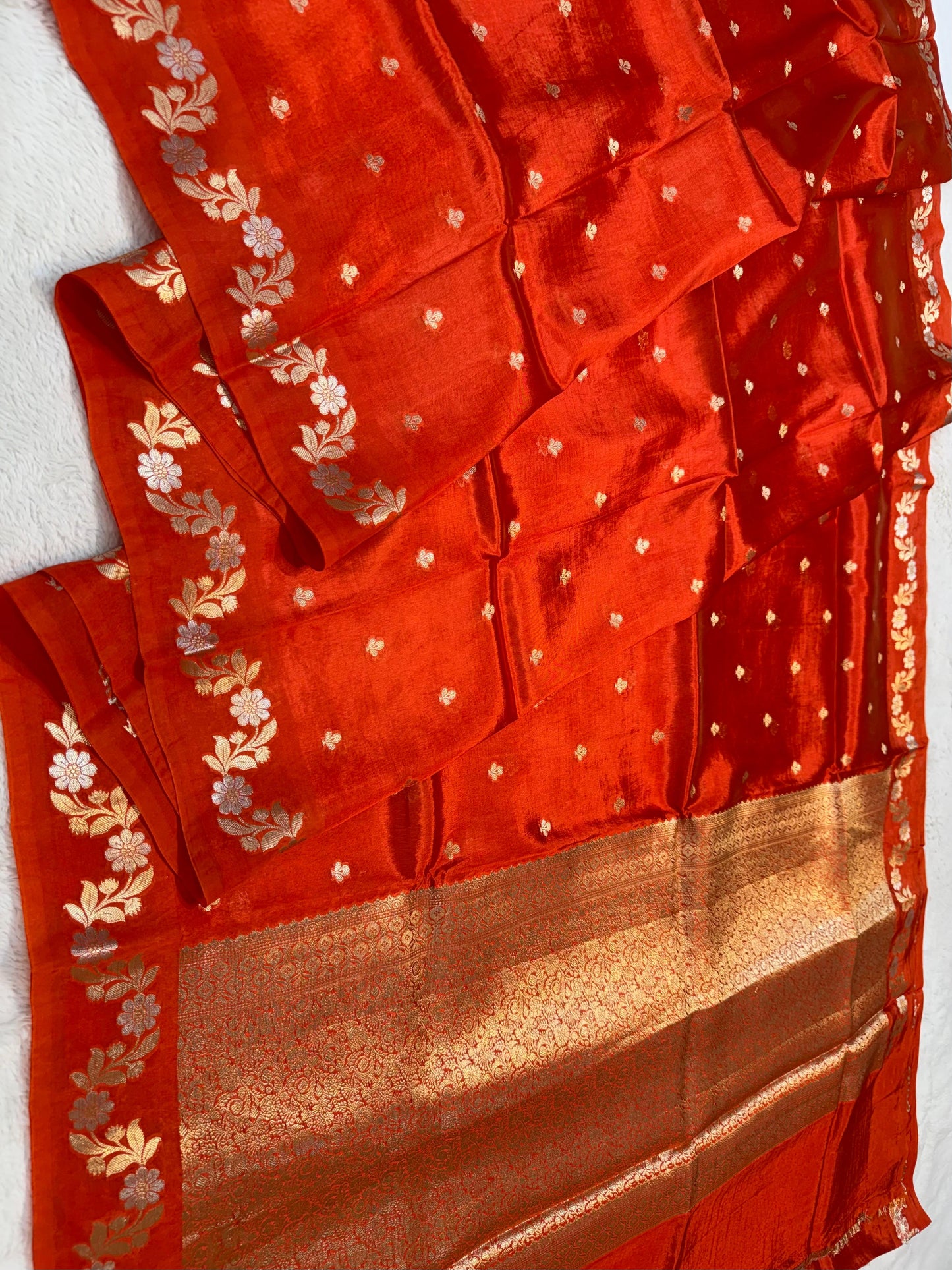 Orange Viscose Silk Premium Banarasi Saree