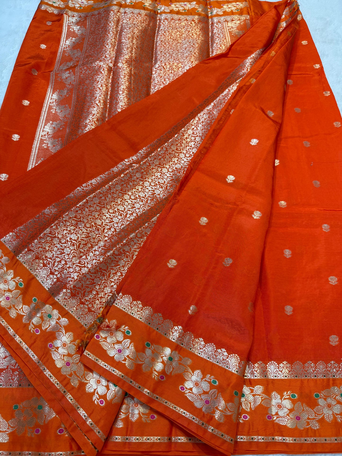 Orange Viscose Silk Premium Banarasi Saree