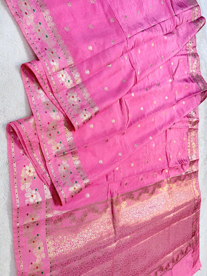 Pink Viscose Silk Premium Banarasi Saree