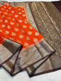Orange Dupion Silk Premium Banarasi Saree