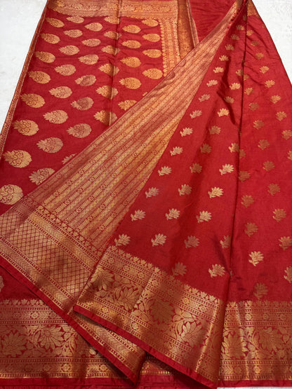 Red Dupion Silk Premium Banarasi Saree