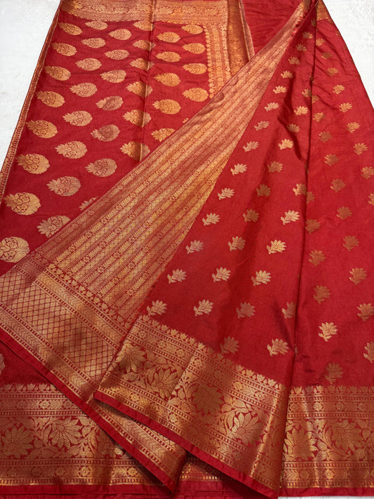 Red Dupion Silk Premium Banarasi Saree